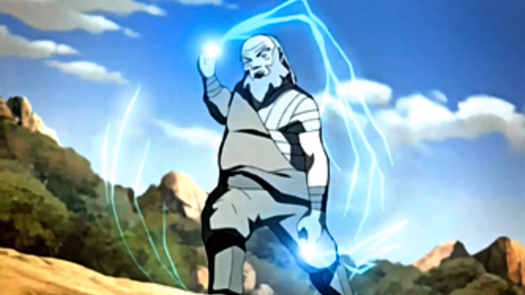 Iroh, using the lighting bending